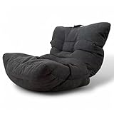 Aiire Relaxo Sitzsack XXL für Kuschelecke - Bean Bag Design mit Füllung - Riesen Sitzsäcke Erwachsene, Sitz Sack Flauschig - Bodenkissen Grob, Bodenstuhl, Bodensessel Grau