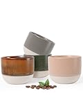 Autumnlife Espressotassen Set 4-teilig, 120 ml Mini-Espressotasse Dickwandig, Bunt Steingut Kaffeetassen Ohne Henkel, Handgefertigte Espresso & Mokkatassen Set | Perfekte Geschenkidee