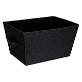 BIGSO BOX OF SWEDEN trapezförmige Aufbewahrungsbox (groß) – faltbare Box mit Tragegriffen für Decken, Kleidung, Schuhe, Spielzeug und mehr – Aufbewahrungslösung aus Polyester und Pappe – schwarz