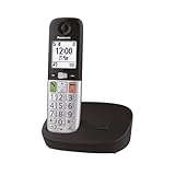 Panasonic KX-TGU410EXB digitales schnurloses Telefon, Basisstation & 1 Mobilteil, LCD-Display, Favoriten-Taste, Taschenlampe, extra laut, hörgerätekompatibel, Schwarz & Silber