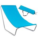 Campela Strandliege klappbar – Leichter Strandsessel aus 600D Oxford, wasserabweisend – Für Strand, Garten & Camping – 19 mm Stahlrahmen, 90 kg Tragkraft, mit Tragetasche – Blau 1,75 kg