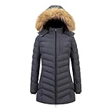 Générique Regenmantel für Damen, lang, mit Kapuze, Winterjacke, Fleece, warm, Parkas, Jacke, Reißverschluss, Kapuze, mittellang, gesteppt, aus Daunen, Outcoat, Slim Fit, Casual, Jacke mit Taschen, #2,