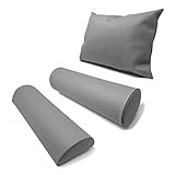Physiofit24 Lagerungsset GRAU Chrom Halbrolle + Rolle + Kopfkissen Made IN Germany (Knierolle/Nackenrolle) (Chrom)
