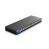 Linksys LGS116P-EU 16-Port Unmanaged Gigabit-Netzwerk-Switch mit 8 PoE+-Ports, Ethernet-Splitter – bis zu 1000 Mbit/s für Büros und zu Hause, IP-Überwachung – Platzierung auf dem Schreibtisch