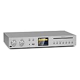 auna Star Verstärker - 60 Watt RMS HiFi Receiver mit Internet/DAB+/FM-Radio, Verstärker HiFi mit CD-Player, Bluetooth, USB, Steuerung via Smartphone App, Silber