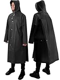 ANYOO 2 Stück Unisex Regenponcho mit Ärmeln, Lang Regenmantel Regenjacke mit Kapuze und Zusätzlichem Platz für den Rucksack zum Wandern, Festival, Radfahren, Camping, Schwarz, Einheitsgröße