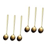 SOLUSTRE 6 Stück Kaffeelöffel Aus Edelstahl Mischen Kleine Löffel Rühre Löffel Rostfrei Teelöffel Vintage Kaffeelöffel Rührlöffel Espressolöffel Geschlitzt Nachtisch Golden Edelstahl 304
