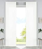 2er Set Schiebegardinen Flächenvorhänge Mikrofaser Vorhang Gardine Schiebe HxB 245x60 cm Creme Matt Paneelwagen Beschwerungsstangen, 85600N2