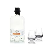 GeGeGe Premium Gin Geschenkset mit Gläser · Gin Männer Geschenk · Gin & 2 Gin Gläser · Gin Geschenk mit Gin Geschmack Orange 500ml · Pur oder als Gin Tonic (Gin Orange & 2 Gläser)