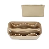 Mausouca Filz-Geldbörsen-Organizer mit Reißverschluss, Taschenorganizer für Damen, perfekt für Tragetasche, Neverfull Tote (Beige, klein)