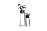 LIFA LIVING Blumenständer-Set, schwarzes Metall, 2X Pflanzenständer im Industrie Design für den Innenbereich, Ø 20,5 x 76 cm (H), Ø 15 cm x 55 cm (H)