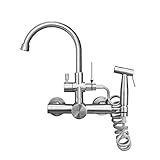 Wandmontierter Wasserhahn Wandmontierter Wasserhahn, Unterputzmontage, Warm- und Kaltmischung, Küche, Waschbecken, Spüle, Balkonwaschbecken, Edelstahl, Universalwasser, Wasserhahn-D