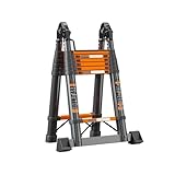 Dachbodentreppen Tragbare Teleskop-Dachbodenleiter, kompakte Ausziehleiter mit Stabilisierungsstange for das Dach von Wohnmobilen Leitern(1.7m)