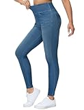 THE GYM PEOPLE Jeggings Damen Stretch High Waist Yogahose Bauchkontrolle Skinny Jeans Leggings mit Taschen