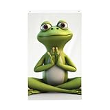 The Funny Frog Doing Yoga Welcome Gartenflagge, 90 x 152 cm, doppelseitig, kein Verblassen, für Haus, Hof, Hof, Hof, Party, Banner für Innenhof, Veranda, Rasen, Outdoor-Dekoration