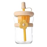 Doslilyy Wiederverwendbare Glasflaschen, 500 ml, transparent, wiederverwendbar, auslaufsicher, für Kaffee, Tee, Getränke, heiße kalte Milch, Reisen, Camping, Schule, Fitnessstudio