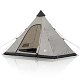 your GEAR Zelt Lido - Tipi-Zelt für 3 oder 4 Personen, Campingzelt mit eingenähtem Boden, Insektenschutz und Stehhöhe, Pyramidenzelt mit UV 50+ Sonnenschutz, Festivalzelt mit 5000 mm Wassersäule