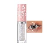 Glitzer Lidschatten, Silber Metallic Liquid Eyeshadow, Wasserfest & Langlebig Flüssiger Lidschatten Stift, Glänzend Glitter Lidschattenstift, Shimmer Augen Make Up für Frauen, Schnelltrocknende Formel