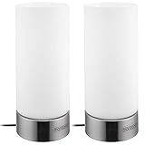 Monzana® Nachttischlampe 2er Set Touch Dimmbar mit LED Leuchtmittel Glasschirm Tischlampe Tischleuchte Wohnzimmer Schlafzimmer Nachtlicht Leselampe