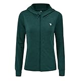 donhobo Damen Sportjacke Laufjacke Langärmlig Leicht Atmungsaktiv Full Zip Sweatjacke für Wandern Outdoor Running (Dunkelgrün, M)