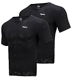Nepest Herren Kurzarm Radfahren Base Layer Atmungsaktive Mesh Radfahren Baselayer Fahrrad Tops Ultraleicht Unterhemden Schnell Trocken, Schwarz, 2 Stück, XX-Large