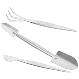 Abaodam Bonsai Werkzeugset Edelstahl Rostfrei mit Pinzette Rechen und Schaber 3 Stück für Bonsai Pflege und Moosentfernung