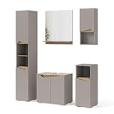 Vicco Badmöbel-Kombination Marelle, Badezimmerschrank-Set, Greige/Artisan-Eiche, 5 Teile