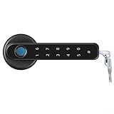 Fingerabdruck-Türschloss, intelligenter Türknauf, biometrisches Türschloss, mit Passcode-Tastatur, Eingangstürgriff, für Schlafzimmer, Zuhause, Hotel, Büro, Wohnung (schwarz)