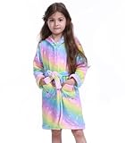 Z-YQL Bademantel für Kinder, Mädchen, mit Kapuze, Fleece, bequem, Flanell, weich, bunt, Rotes Pony, 116