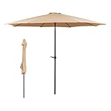 Thanaddo Sonnenschirm 300 cm, Sonnenschutz UPF 50+ Strandschirm, beidseitig um 30° knickbar, windfest stabil Gartenschirm für Balkon, Garten, Terrasse, Strand, Outdoor, ohne Ständer (Khaki)