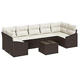 Homgoday 8-teilige Garten-Sofa-Garnitur mit Kissen aus braunem Poly Rattan Sofa Im Freien Model3346638