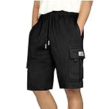 Kurze Hosen Herren Cargo Shorts Sommer Atmungsaktiv Sporthose Mit Gummizug Casual Baumwolle Strandshorts Elastische Taille Sommerhose Stretch Leicht Shorts Outdoor Herren Freizeithose Jogginghose