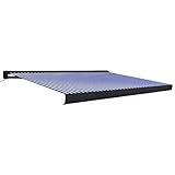 Markisen Sonnensegel Balkon Sonnensegel Markise - Kassettenmarkise mit Motor 450x300 cm Blau und Weiß für Terrasse Balkon Garten Outdoors
