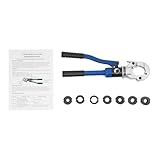 Fyssnn Hydraulische Crimpzange Set, Profi Presszange Rohrpresszange mit 7 V-Kontur Matrizen & 180° Drehkopf, Handpresszange, Presse Werkzeug für Kupferrohr Verbundrohr (Blau)