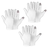 3 Paar Feuchtigkeitsspendende Handschuhe mit Touchscreen WeißE Baumwolle Feuchtigkeitsspendende Handschuhe übernachtung Schlafen Heilung Ekzemen Schlaflotion Hand-Spa-Behandlung Reparieren Trockene