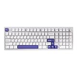 EPOMAKER Galaxy100 QMK/VIA Mechanische Tastatur Kabellos, 8000mAh Akku, CNC Aluminium, Creamy Full-Size Gaming-Tastatur Hot Swap, Numpad, USB-C/BT5.0/2.4Ghz (Weiß Violett, Marble White Schalter)