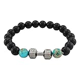 Stein, Vulkangestein, Perlen, Metall, Hantel, vielseitiges Armband, Schmuck, Titan-Uhren, Einheitsgröße, Kaiserstein, Kein edelstein