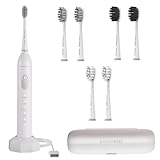 BarberBoss Elektrische Zahnbürste mit 6 Bürstenköpfen & Drucksensor, Wiederaufladbare Zahnbürste für Erwachsene mit 5 Modi, Smart Timer, Zahnbürste mit Reiseset