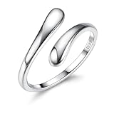 Diamday 925 Sterling Silber Ringe Offen Verstellbar Silber Eheringe 925 Silber Promise Silberring Damen Einfacher Ring Teardrop Chunky Ring