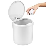 Tischmülleimer mit Deckel 4L Mini Tischabfalleimer Schminktisch Mülleimer Kosmetikeimer Klein Tischabfallbehälter für Schreibtisch Nachttisch Bad Küche Schlafzimmer Wohnzimmer Büro (15x15x17cm,Weiß）