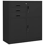 Metallschrank mit Verriegelung, Büroschrank, Aktenordnung, Mehrzweckschrank, 90 x 40 x 102 cm, anthrazitfarbener Stahl, sicherer Büroschrank mit Schloss