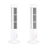 Frsoinor 2 x USB-Turmventilator, blattloser Ventilator, elektrischer Ventilator, Mini-Klimaanlage, blattloser Standventilator, weiß