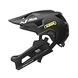 ABUS MTB-Helm YouDrop FF - Fullface-Helm für Kinder und Jugendliche - für den Einstieg in den Mountainbikesport - mit abnehmbarem Kinnschutz - Schwarz, Größe S