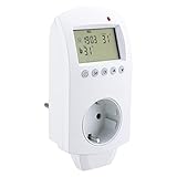 Wengart Steckthermostat WG02TP, Flüssigkristall-LCD-Display, Wochenprogrammierung, Zeitschaltuhr, 230V 16A, für Heizungs- und Klimaanlagen