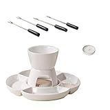Jlkegfdf Käsefondue-Set, interaktives Fondue-Keramik-Set mit Gabel und Tablett, interaktives Fondue-Set, Kerzenheizung, für Weihnachten, Valentinstag