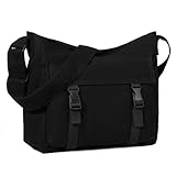 VASCHY Umhängetaschen Herren Dame, Leichte Große Canvas Messenger Bag Crossbody Schulter Hobo Bag für Arbeit/Reisen/College/Schule Schwarz