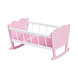 PINOLINO Puppenwiege Jasmin, Set 4-tlg - rosa & weiß, inkl. Bettzeug Kleine Herzen, Holz, MDF, Puppenbett für Kinder ab 2 Jahren