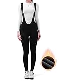 INBIKE Fahrradhose Damen Gepolstert Lang Radsport Trägerhose Sitzpolster Winter Warm Thermo Fleece Gefüttert Bib Hose MTB Rennrad Fahrrad Schwarz L