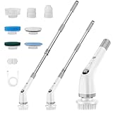 Elektrische Reinigungsbürste, 7 in 1 Putzbürste mit Verstellbarem Griff, Electric Cleaning Brush mit austauschbaren Bürstenköpfen,2 Speed mit langem Griff für Haushalt Fliesen, Wanne-IPX7