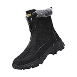 Generisch Gefütterte Lederstiefel Herren, Schneestiefel Herren Hoch, Winterstiefel Winter Wanderschuhe Kunstleder Trekkingstiefel rutschfest Winterschuhe Flach Outdoorstiefel Verschleißfest Stiefel
